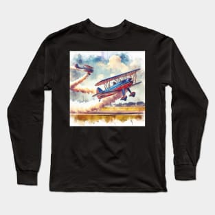 Artistic illustration of some biplane stunt pilots Long Sleeve T-Shirt
